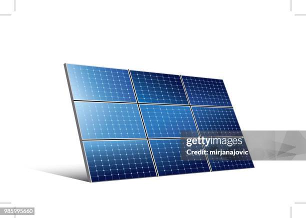 solar-panel-vektor - sonnenenergiegerät stock-grafiken, -clipart, -cartoons und -symbole