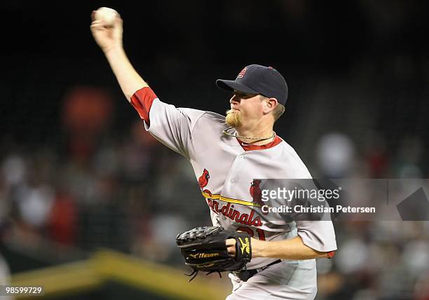 Relief pitcher Ryan Franklin of the St. Louis Cardinals pitches against the Arizona Diamondbacks during the Major League Baseball game at Chase Field...