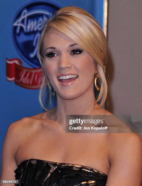 Singer Carrie Underwood poses at Idol Gives Back 2010 at Pasadena Civic Center on April 21, 2010 in Pasadena, Texas.