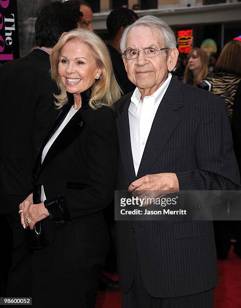 Actor Tom Bosley and his wife actress Patricia Carr arrive at the premiere of CBS Films' 'The Back-Up Plan' held at the Regency Village Theatre on...