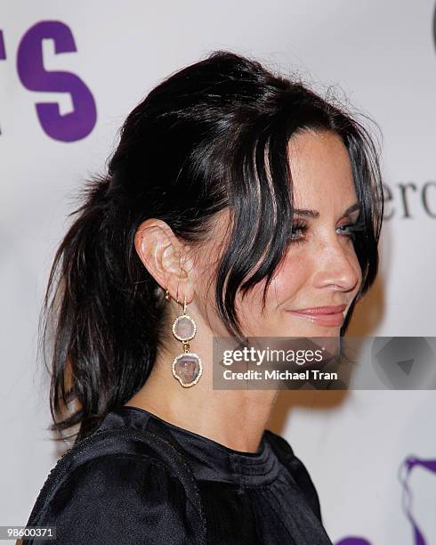 Courteney Cox arrives to Opening Night Preview Party of the LA Antique Show benefiting P.S. ARTS held at Barker Hangar on April 21, 2010 in Santa...