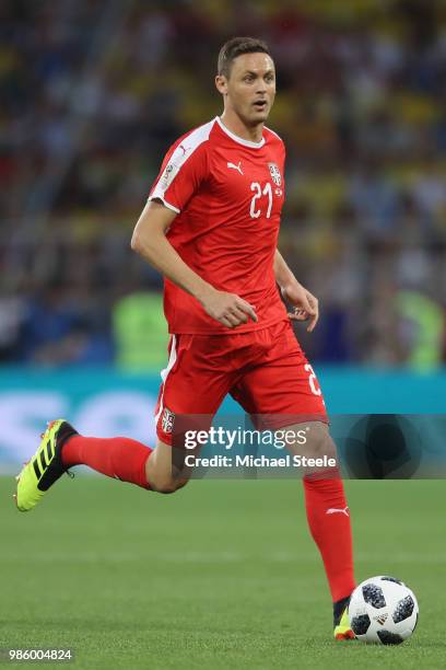 Nemanja Matic of Serbia during the 2018 FIFA World Cup Russia group E match between Serbia and Brazil at Spartak Stadium on June 27, 2018 in Moscow,...