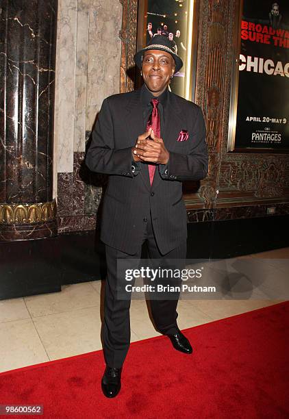 Arsenio Hall arrives for the opening of 'CHICAGO' at the Pantages Theatre on April 21, 2010 in Hollywood, California.