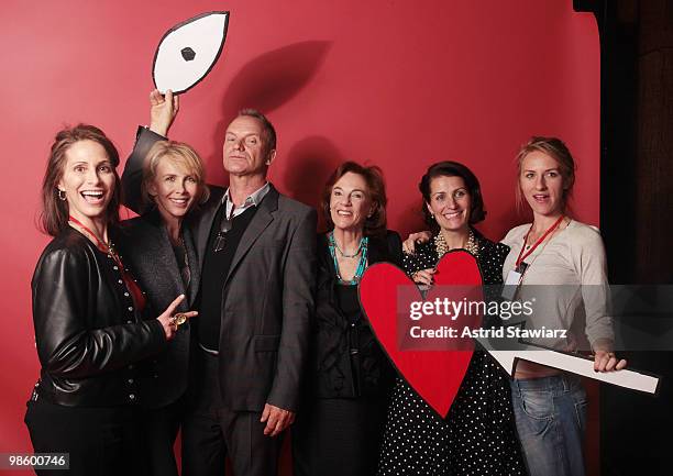 Claudia Barasch, Trudie Styler, Sting, Twinkle Rudberg, Linda Thibodeau and Mickey Sumner attend the "Images Of Love" photo auction to benefit Leave...