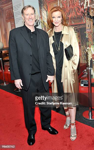 Tom Mahoney and Marcia Cross attend the opening night preview party of the LA Antiques Show benefiting P.S ARTS on April 21, 2010 in Santa Monica,...