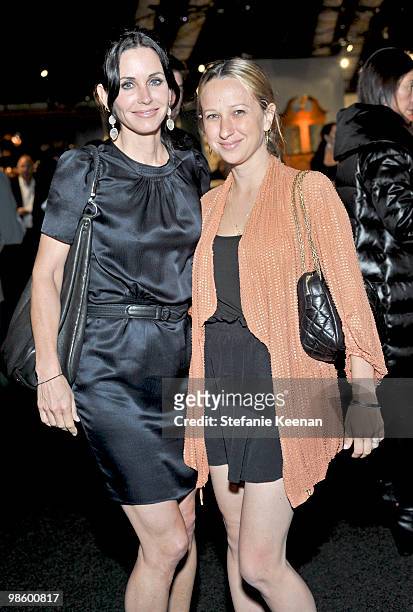 Courteney Cox and Jennifer Meyer attend the opening night preview party of the LA Antiques Show benefiting P.S ARTS on April 21, 2010 in Santa...