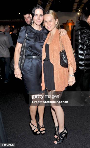 Courteney Cox and Jennifer Meyer attend the opening night preview party of the LA Antiques Show benefiting P.S ARTS on April 21, 2010 in Santa...