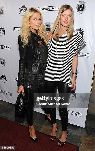 Personality Paris Hilton and model Nicky Hilton arrive at the Project A.L.S. LA Benefit hosted by Ben Stiller & Friends at Lucky Strike Bowling Alley...