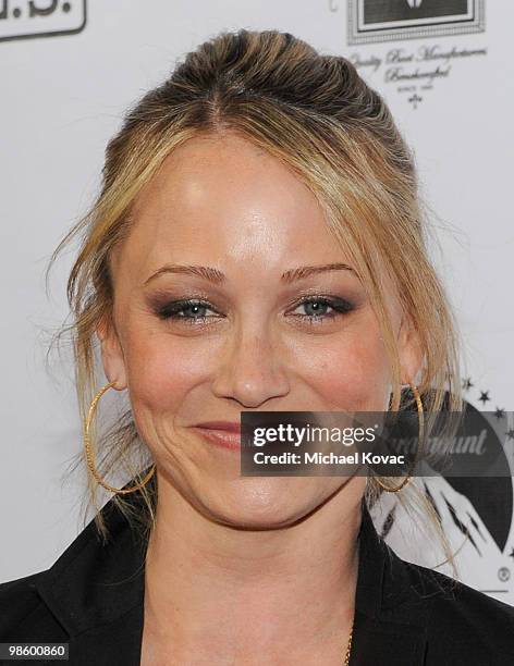 Actress Christine Taylor arrives at the Project A.L.S. LA Benefit hosted by Ben Stiller & Friends at Lucky Strike Bowling Alley on April 21, 2010 in...