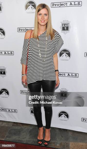 Model Nicky Hilton arrives at the Project A.L.S. LA Benefit hosted by Ben Stiller & Friends at Lucky Strike Bowling Alley on April 21, 2010 in...