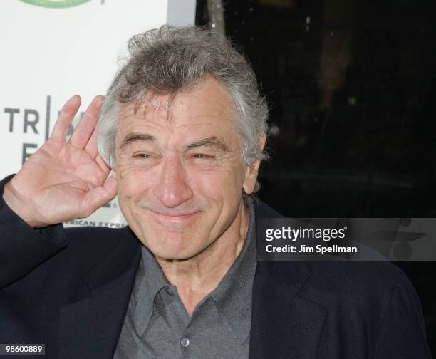 Actor Robert De Niro attends the "Shrek Forever After" premiere during the 9th Annual Tribeca Film Festival at the Ziegfeld Theatre on April 21, 2010...