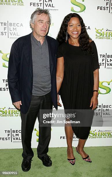 Robert De Niro and Grace Hightower attend the "Shrek Forever After" premiere during the 9th Annual Tribeca Film Festival at the Ziegfeld Theatre on...