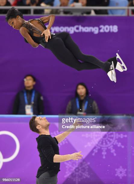 Vanessa James and Morgan Cipres from France in action during the figure skating free skate event of the 2018 Winter Olympics in the Gangneung Ice...