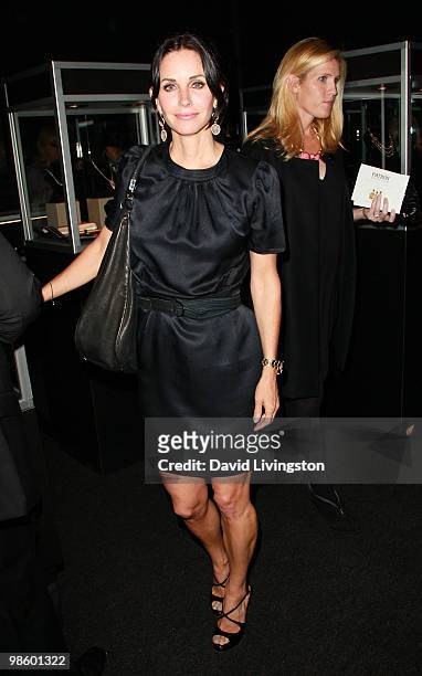 Actress Courteney Cox attends the 15th Annual Los Angeles Antique Show Opening Night Preview Party benefiting P.S. ARTS at Barker Hanger on April 21,...