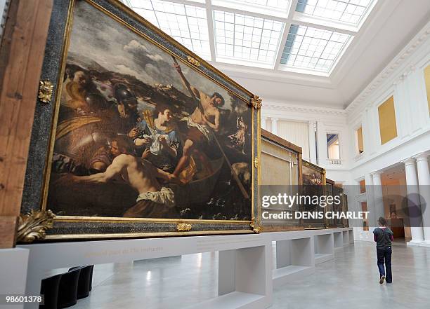 People visit an exhibition devoted to Italian baroque painter Paolo Domenico Finoglio on April 21, 2010 at the fine arts museum of Lille, northern...