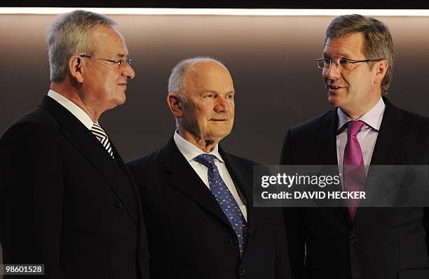 Martin Winterkorn, chairman of German carmaker Volkswagen , supervisory board chairman Ferdinand Piech and Lower Saxony's Prime Minister Christian...