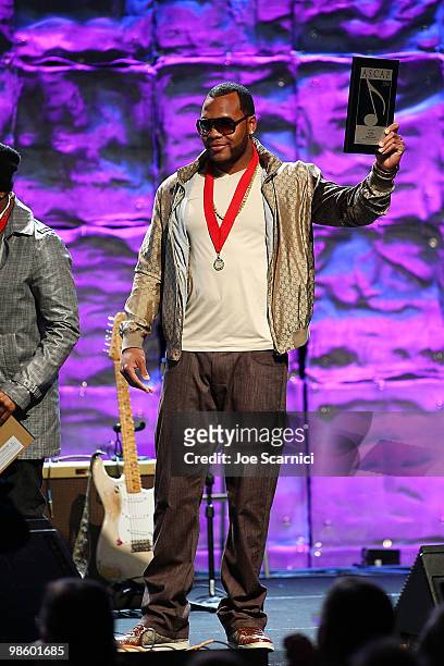 Flo Rida accepts his ASCAP Award at the 27th Annual ASCAP Pop Music Awards Show at Renaissance Hollywood Hotel on April 21, 2010 in Hollywood,...