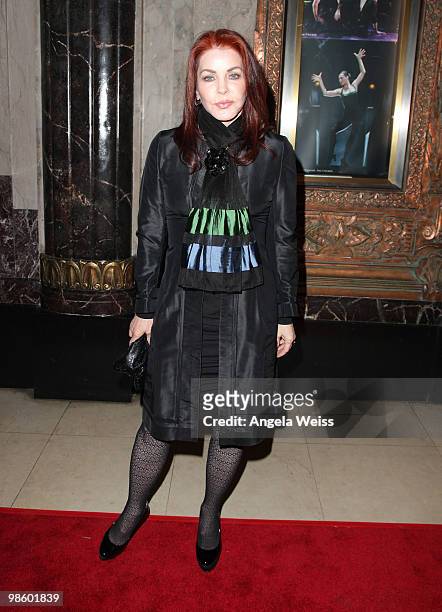 Actress Priscilla Presley attends the opening night of 'Chicago' at the Pantages Theatre on April 21, 2010 in Hollywood, California.