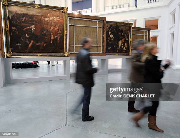 People visit an exhibition devoted to Italian baroque painter Paolo Domenico Finoglio on April 21, 2010 at the fine arts museum of Lille, northern...