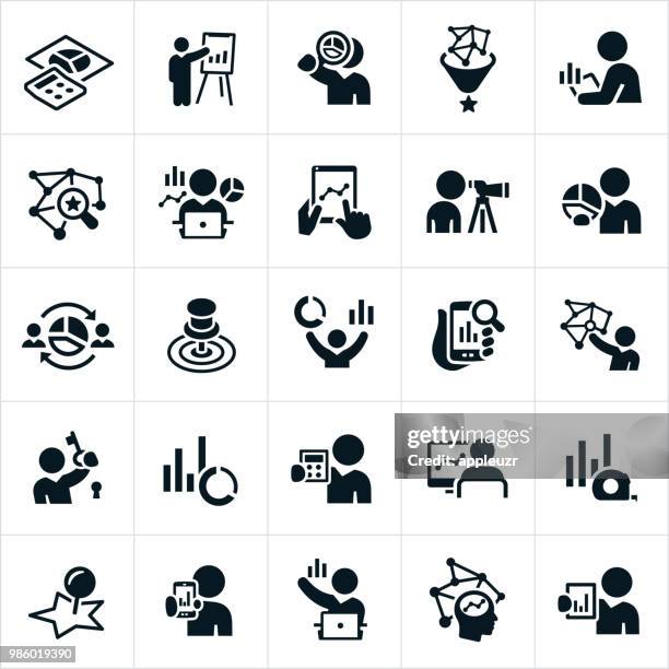 statistician icons - data accuracy stock illustrations