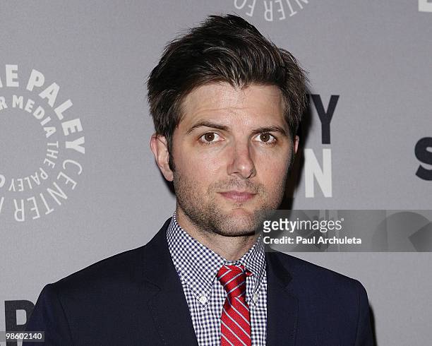 Actor Adam Scott arrives for the Paley Center for Media presentation of "Party Down" at The Paley Center for Media on April 21, 2010 in Beverly...