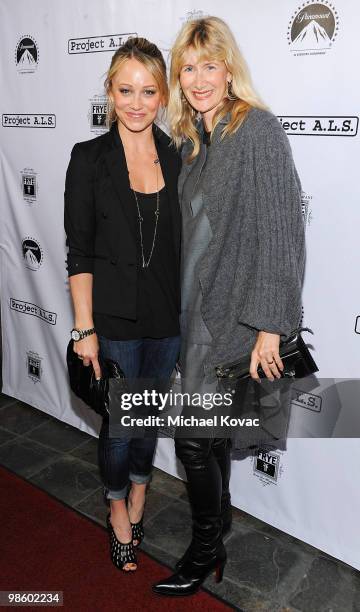 Actresses Laura Dern and Christine Taylor arrive at the Project A.L.S. LA Benefit hosted by Ben Stiller & Friends at Lucky Strike Bowling Alley on...