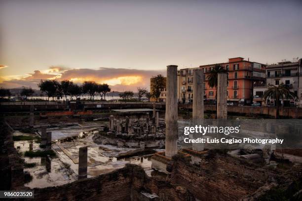 serapide's temple in pozzuoli - pozzuoli stock pictures, royalty-free photos & images