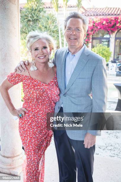Sharon Bush and Bob Murray attend Sharon Bush Hosts Benefit Dinner for Cristo Rey Brooklyn High School at Private Estate on March 29, 2018 in Palm...