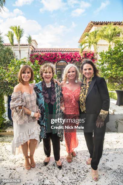 Nancy Goodes, Fran Weissler, Sharon Bush and Lexye Aversa attend Sharon Bush Hosts Benefit Dinner for Cristo Rey Brooklyn High School at Private...