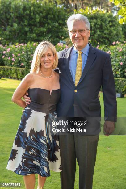 Jayne Chase and Chris Chase attend Sharon Bush Hosts Benefit Dinner for Cristo Rey Brooklyn High School at Private Estate on March 29, 2018 in Palm...