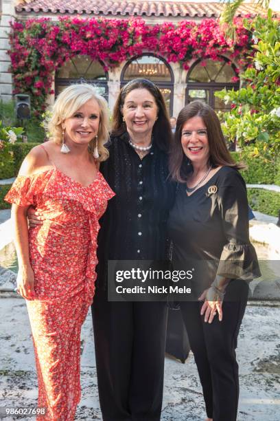 Sharon Bush, Ruby Rinker and Stephanie Whittier attend Sharon Bush Hosts Benefit Dinner for Cristo Rey Brooklyn High School at Private Estate on...