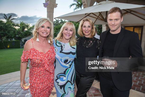 Sharon Bush, Elizabeth Fago, Lisa Brintz and Dalton Freed attend Sharon Bush Hosts Benefit Dinner for Cristo Rey Brooklyn High School at Private...