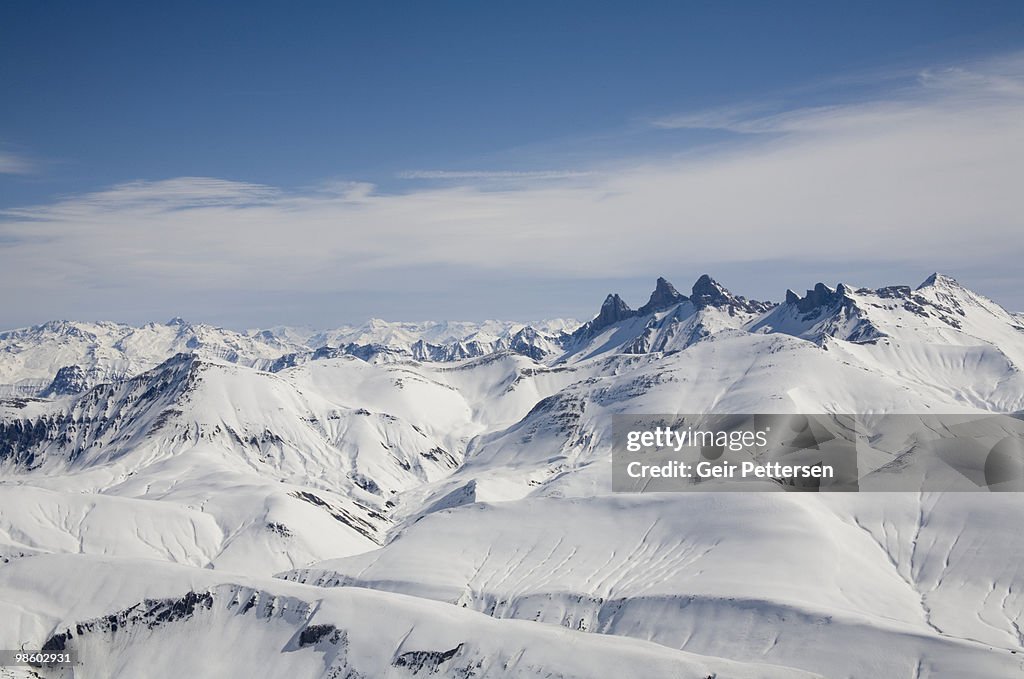 Snow-capped alpine peaks