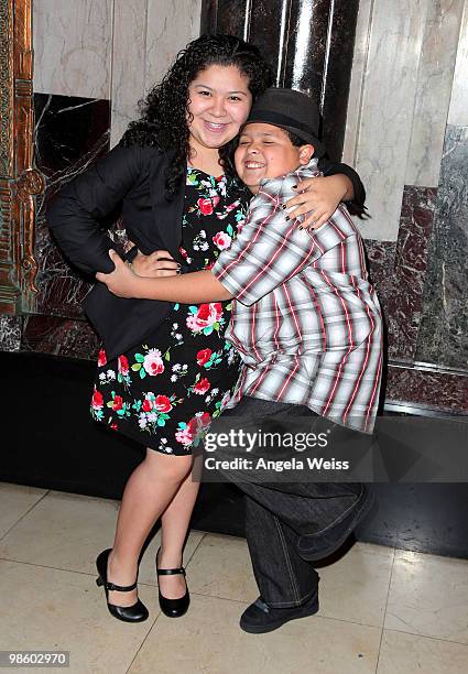 Actors Raini and Rico Rodriguez attends the opening night of 'Chicago' at the Pantages Theatre on April 21, 2010 in Hollywood, California.