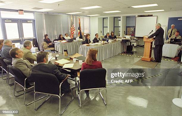 German Ambassador to the United States Juergen Chrobog addresses the clemency board to request that they commute Karl LaGrand's death sentence, at...