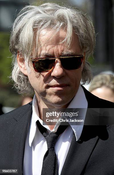 Sir Bob Geldof arrives at the funeral of Malcom McLaren in North London on April 22, 2010 in London, England. The man, often called the 'architect of...