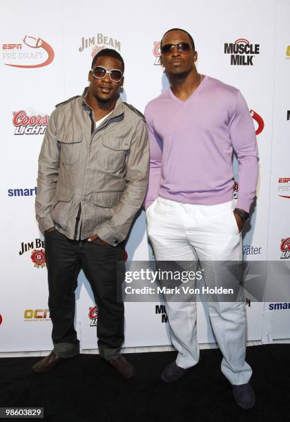 Redskins' Clinton Portis and Fred Davis attends ESPN the Magazine's 7th Annual Pre-Draft Party at Espace on April 21, 2010 in New York City.