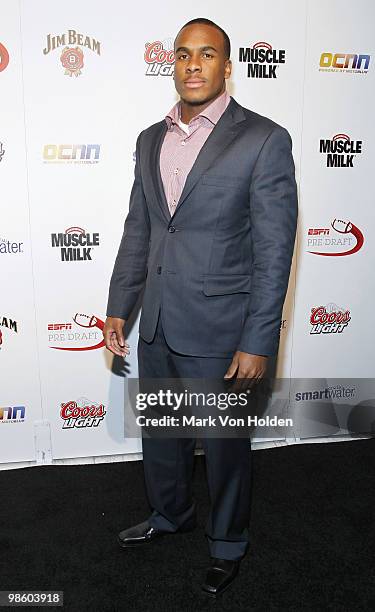 Football player Jahvid Best attends ESPN the Magazine's 7th Annual Pre-Draft Party at Espace on April 21, 2010 in New York City.