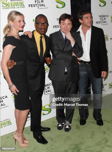 Mike Myers, Cameron Diaz , Eddie Murphy and Antonio Banderas attend the premiere of "Shrek Forever After" as part of the opening night of the 2010...