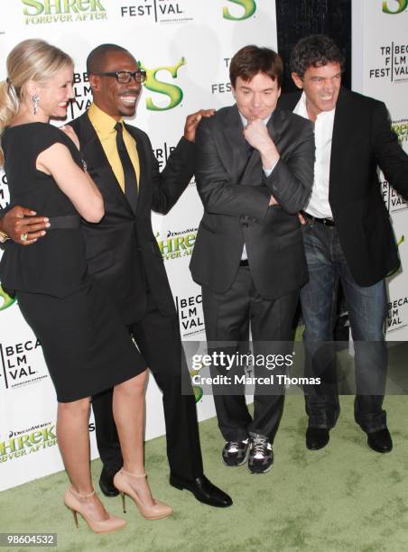 Mike Myers, Cameron Diaz , Eddie Murphy and Antonio Banderas attend the premiere of "Shrek Forever After" as part of the opening night of the 2010...