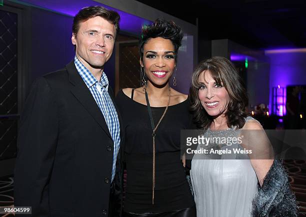 Brent Barrett, Michelle Williams and Kate Linder attend the opening night of 'Chicago' after party at the W Hotel on April 21, 2010 in Hollywood,...