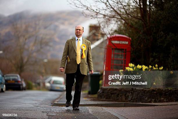 Alan Reid the Liberal Democrat candidate for Argyll and Bute meets constituents on April 22, 2010 in Taynuilt, Scotland. The General Election, to be...