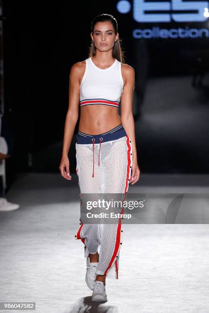 Joana Sanz walks the runway at the ES Collection show during the Barcelona 080 Fashion Week on June 26, 2018 in Barcelona, Spain.