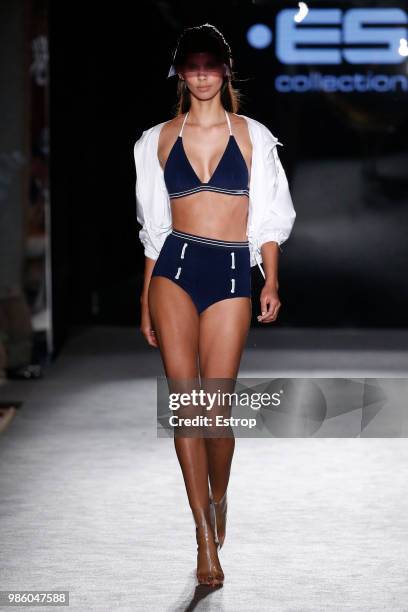 Model walks the runway at the ES Collection show during the Barcelona 080 Fashion Week on June 26, 2018 in Barcelona, Spain.