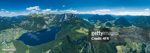 altaussee and grundlsee, styria, ausseerland, panorama, austrian alps - bad aussee stock pictures, royalty-free photos & images