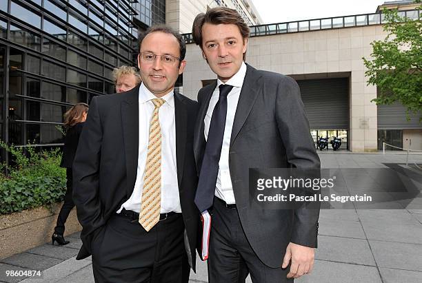 France's minister of budget, Francois Baroin and Managing Director of Customs and indirect rights within the Ministry for the Budget, Jerome Fournel...