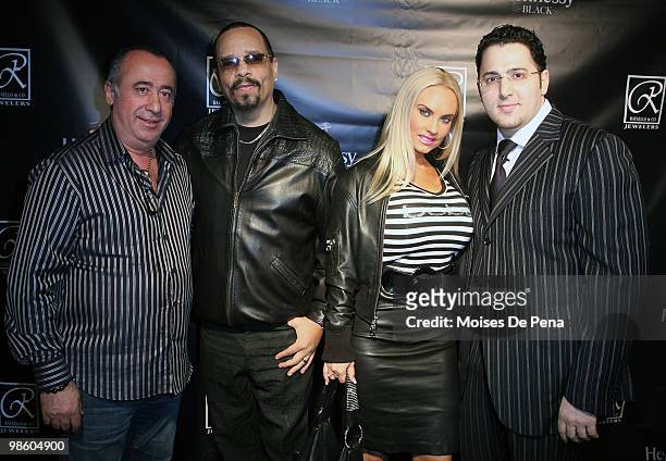 Rafaello, Ice-T, Coco and Avi Aranbayev attend the NFL Draft grand opening celebration at Rafaello & Co Jewelers on April 21, 2010 in New York City.