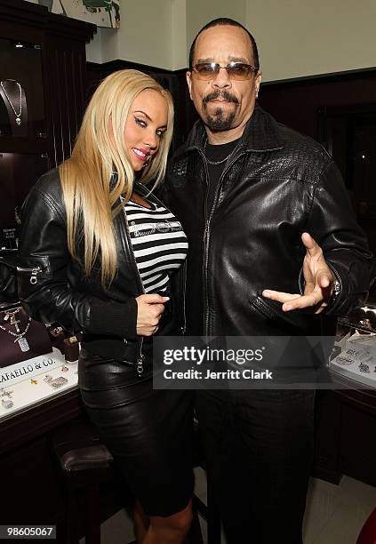 Coco and Ice-T attend the NFL Draft grand opening celebration at Rafaello & Co Jewelers on April 21, 2010 in New York City.