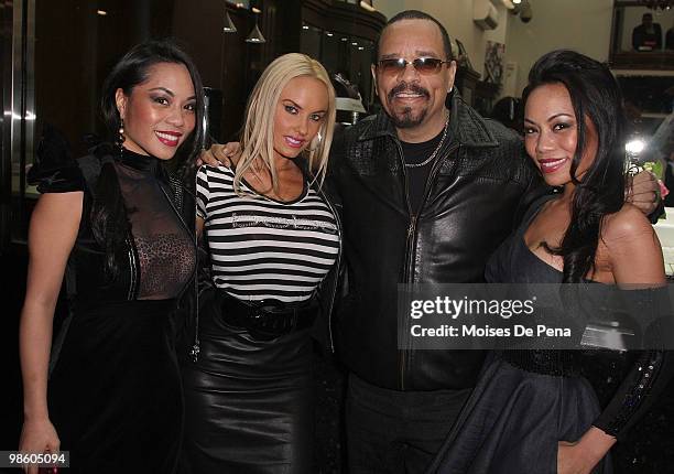Designers To-Tam and To-Nya Ton-Nu of Sachika, Coco and Ice-T attend the NFL Draft grand opening celebration at Rafaello & Co Jewelers on April 21,...