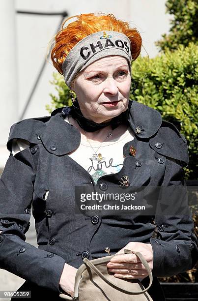Designer Vivienne Westwood arrives at the funeral of Malcom McLaren in North London on April 22, 2010 in London, England. The man, often called the...